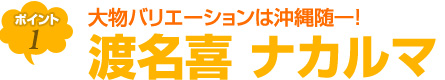 渡名喜 ナカルマは大物バリエーションは沖縄随一！